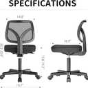 Small Office Desk Chair, Ergonomic Adjustable Home Office Swivel Chairs with Wheels, Comfy Mesh Rolling Computer Desk Task Armless Chair for Home, Bedroom, Study, Adults, Classic Black