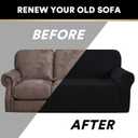 PrinceDeco Stretch Chair Cover Chair Slipcovers with Arms 1-Piece Chair Sofa Slipcovers or Living Room Non Slip Armchair Cover Furniture Protector Dogs Pet Friendly(Armchair,Black)