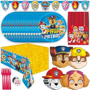 Paw Patrol Birthday Decorations Party Supplies for 16 Guests - Complete Officially Licensed Kit with Plates Napkins Banner and Masks Party Favors Set for Kids