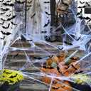 Halloween Decoration Outdoor, 1600sqft Spider Webs Halloween Party Decorations with 100Pcs Fake Spiders and 60Pcs Bats for Exterieur, Indoor Outdoor Party Supplies