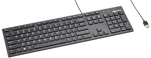 Amazon Basics Wired QWERTY Keyboard, Full-Sized, Black Logitech K250 Brand