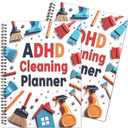 2pcs Adhd Cleaning Planner for Adults Women Teens Adhd Cleaning and Organizing Planner Cleaning Schedule and Checklist Notebook List Daily Weekly Monthly for Home Chore Chart Adhd Daily Planner