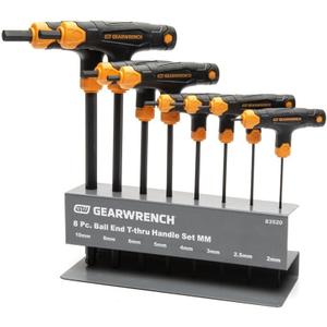 GEARWRENCH 8 Piece Metric Ball End T-Handle Hex Key Set - 83520 (2mm 2.5mm 3mm 4mm 5mm 6mm 8mm 10mm)
