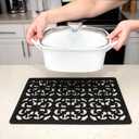 GASAR, Extra Large, Thick, Silicone Trivet for Hot Dishes, Pots, and Pans, Heat Resistant Mat for Countertop, Hot Pad for Kitchen, Easy to Clean, 16 x 12 x 3/8 Inches, Black