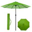 Backyard Expressions 9 Ft Patio Umbrella with Push Button Tilt and Crank System - UV Resistant Polyester Fabric, Market Umbrella with 8 Sturdy Ribs - Light Green Double Sided