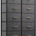 YITAHOME 10 Drawers Dresser - Fabric Storage Tower Organizer Unit for Bedroom, Living Room, Hallway, Closets - Sturdy Steel Frame, Wooden Top & Easy Pull Fabric Bins (Dark Gray) (MAYIH0000270MA) (Charcoal Grey)