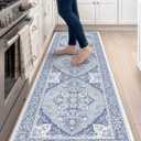 DEXI Kitchen Floor Mats Cushioned Anti Fatigue Runner Rug 23x86 Light Blue | Soft Comfort Memory Foam, Easy Care, Waterproof, Standing Padded for Front Sink Laundry Office Farmhouse