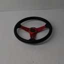 RASTP Universal Racing Steering Wheel 13.8/350mm 6 Bolts Grip Vinyl Leather & Aluminum with Horn Button for Car -Red
