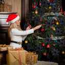 65pcs Black Christmas Poinsettia Artificial 5.9", Glitter Berries with Stems, Clips for Christmas Tree Decoration, Wreath Ornaments for Xmas Wedding Party Decoration