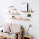 HOMWOO Floating Shelves Natural Wood Wall Shelves Wall Mounted Picture Ledge for Home, Living Room, Bedroom, Bathroom, Office,24 Inches