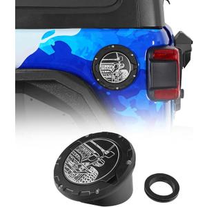 Hooke Road JL Aluminum Fuel Filler Door Gas Cap Tank Cover for 2018-2026 Jeep Wrangler JL JLU 2/4 Doors (Half Face Style)
