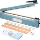 METRONIC Impulse Sealer 16 inch, Manual Heat Sealer Machine for Plastic Bags, Shrink Wrap Bag Sealers Heavy Duty Sealing Machine With Repair Kit (Blue)
