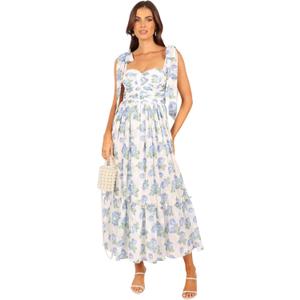 Petal & Pup Womens Floret Midi Dress (Medium, Blue)