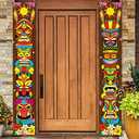 Frienda Hawaiian Luau Party Decoration Supplies Tiki Banner Tiki Totem Door Sign for Hawaii Tropical Decoration Aloha Tropical Birthday Party Wall Hanging Decor Supplies