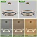Benkut 3 Rings Modern LED Chandelier Black Gold Dimmable Circular Pendant Light for Dining Room, Foyer Chandelier with Remote Control Flush Mount High Ceiling Light for Kitchen Living Room, D30.7In