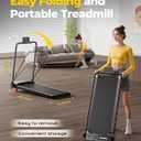 Portable Walking Pad with Handle Bar for Home & Office, 2 in 1 Folding Under Desk Treadmill with 8% Incline, 3.0HP Small Foldable Compact Treadmills Walking, 0-6.0MPH Electric Walking Machine, 265 LBS