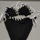 Zojuyozio Women Two Piece Bikini Swimsuit Color Block Bathing Suits Halter Triangle String Bikini Sets (Medium, Black)