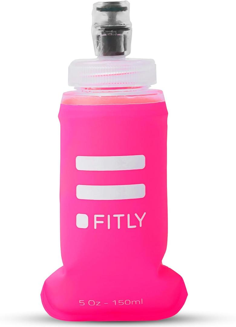 Soft Flask - Shrink As You Drink Soft Water Bottle for Hydration Pack - Folding Water Bottle Ideal for Running, Hiking, Cycling, Climbing & Rigorous Activity (5 Ounces, Pink)