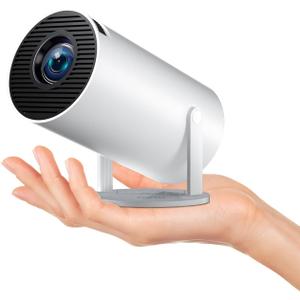 Smart HY300 Projector With Built-in Apps, Wifi Bluetooth 4K 1080P, Auto Keystone, Short Throw and 180 Adjustable, Mini Portable Outdoor Movie (White)
