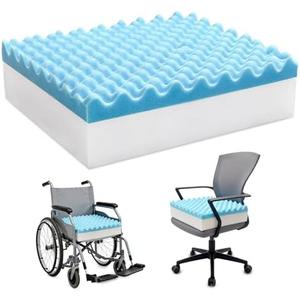 CRAURU Egg Foam Crate Pad with High-Density Base for Long Sitting, Double Layer Design Disperse Pressure & Breathable Support 18"x16"x5" Seat Cushion for Office Chair Wheelchair Car Recliner(1 PCS)
