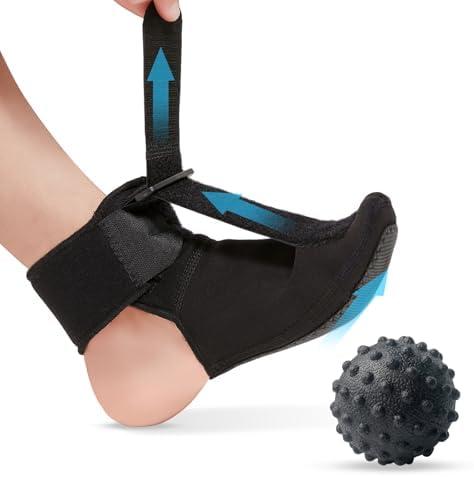 YPLUW Plantar Fasciitis Night Splint for Women & Men - Soft & Comfortable Sleep - Adjustable Foot Splint for Achilles Tendonitis Brace, Drop Foot & Heel Pain Support with Massage Ball, Small