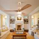 Modern Indoor Ceiling Fan with Light Remote Control,3 Solid Wood Blades,6 Speed DC Motor,22W Dual Color LED, Outdoor Ceiling Fan Chandelier for Living Room,Bedroom,Patio,Dining Room (Glossy Gold 52in)