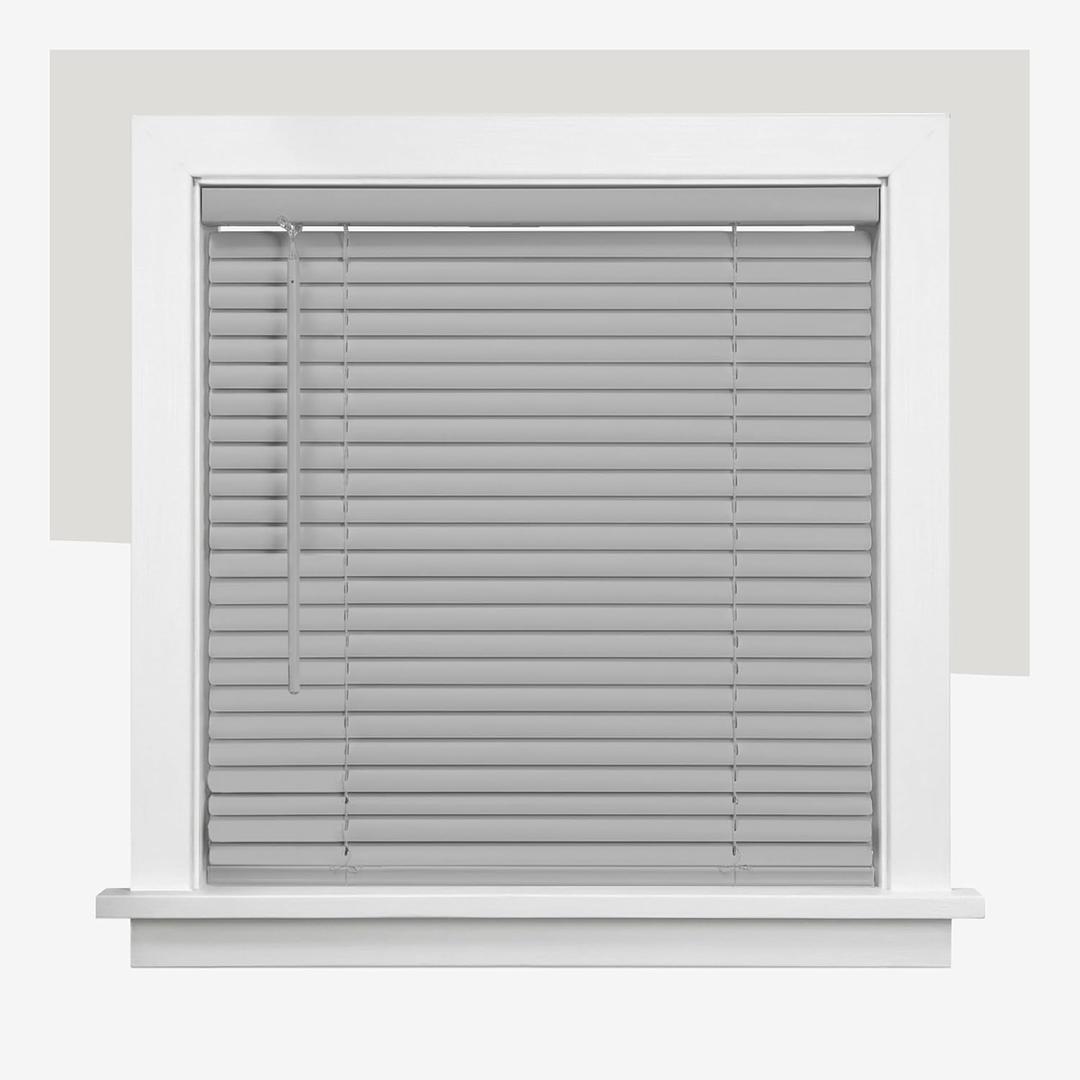 CHICOLOGY Cordless Mini Blinds for Indoor Windows, 42" W x 72" H, Gray Vinyl 1" Slats with Tilt Wand, Light Filtering to Room Darkening, Moisture-Resistant, Child-Safe, Screw-Mount Installation