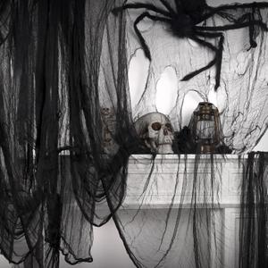ZYP 410" x 80" Large Halloween Black Creepy Cloth Decorations Spooky Fabric Black Creepy Scary Gauze Cloth Decoration,Halloween Black Cloth for Halloween Party Supplies (Spooky Cloth-02)