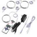 Under Counter Lights, Curio Cabinet LED Puck Lighting, 110V Wall Plugged in, Wireless RF Remote Control Dimmable, Daisy Chained Linkable, Dia 2.4", White Cords, Daylight 6000K, 3 Lights