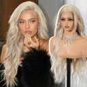 KOME Blonde Synthetic Lace Front Wig,136 Curly Glueless Wigs for Women Daily Use 26IN