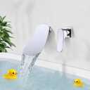 Wall Mounted Waterfall Bathroom Sink Faucet Single Handle Lavatory Sink Faucets 2 Holes Vanity Faucets Waterfall Basin Mixer Tap, Chrome