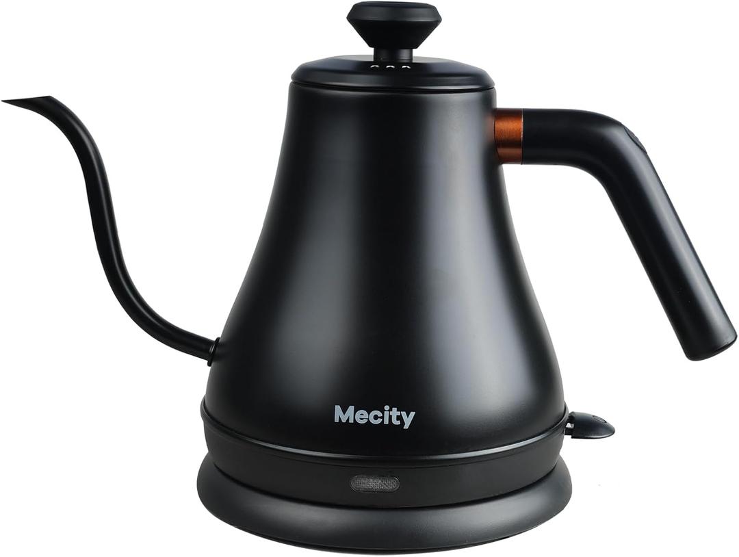 Mecity Electric Kettle Gooseneck Water Kettle Stainless Steel Tea Kettle Water Boiler Fast Heating, Auto Shut Off, 27 fl oz, 1000W, Matte Black