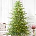Pre-lit Christmas Tree 7.5ft Aspen Fir, 750 Warm White & Multi-Color LED Lights, Hinged Holiday Xmas Artificial Tree Festive Decor, Green