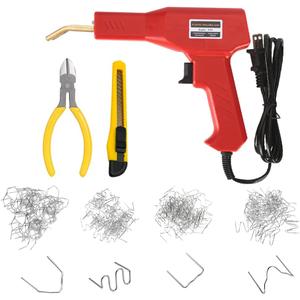 Car Plastic Welder, Vehicle Plastic Bumper Crack Repair Welder Gun Kit, 200PCS 4 Types Portable Automotive Hot Welding Staplers with Carry Case, Universal for SUV RV Truck