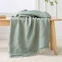 Esterra Muslin Throw Blanket 50x65 Inches Cozy Soft Lightweight Pre-Washed Cotton Blanket, All Season Breathable 4-Layer Gauze Blanket Throw for Sofa Couch Bed, Sage Green