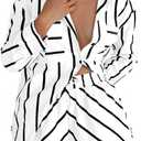 Tankaneo Womens Striped 2 Piece Outfits Button Down Shirts and Shorts Lounge Matching Sets (Medium, White)
