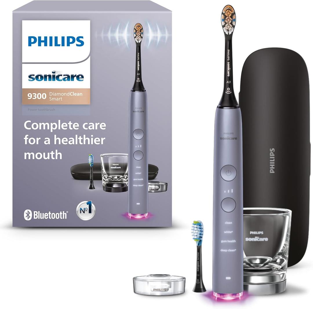 Philips Sonicare DiamondClean Smart 9300 Electric Toothbrush, Sonic Toothbrush with App, Pressure Sensor, Brush Head Detection, 4 Brushing Modes and 3 Intensity Levels, Grey, Model HX9903/45 (1 Count (Pack of 1), New Gray)