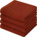 Kitinjoy 100% Cotton Waffle Weave Kitchen Hand Towels (13 X 28 Inches, Rust), 4-Pack Super Soft and Absorbent Dish Towel for Drying Dishes