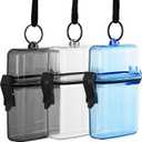 Outus 3 Pieces Waterproof Case ID Card Holder with Floating Sports Case Locker with Hanging Ring and Rope (Clear Gray Blue,4.72 x 2.95 x 1.57 Inch)