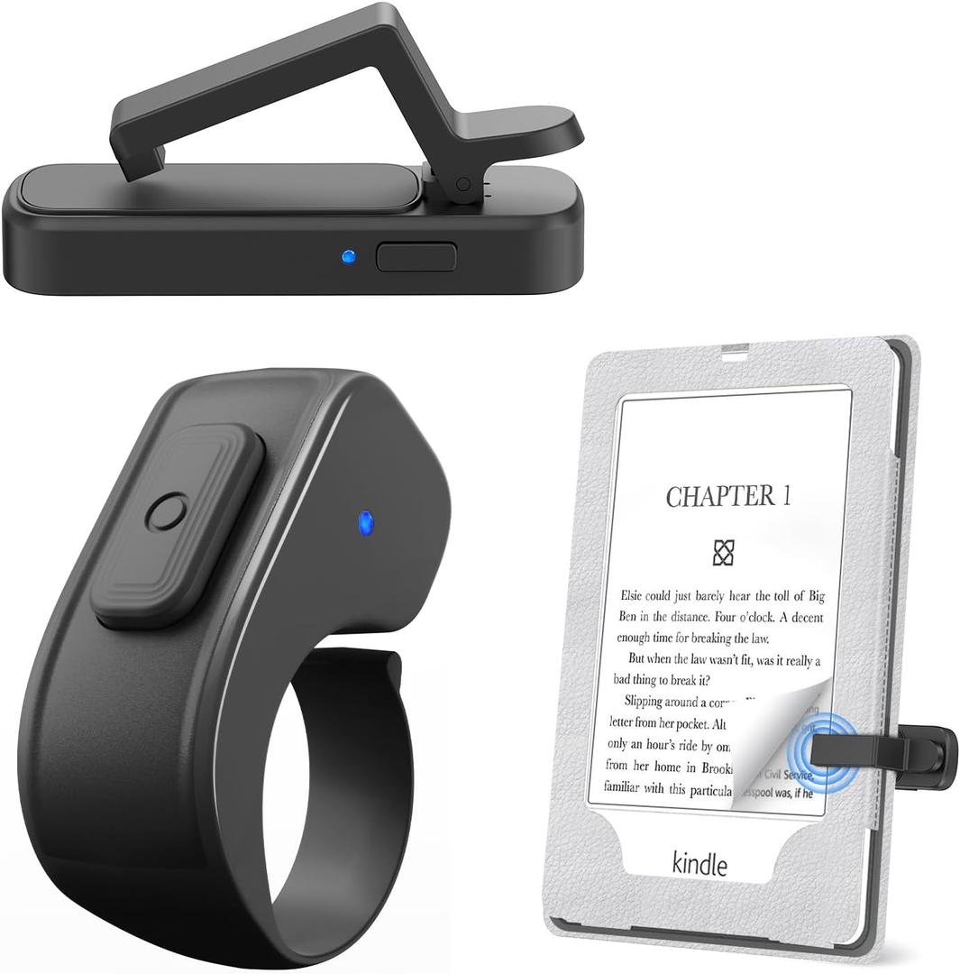 Page Turner Ring for Kindle,Remote Control for iPhone iPad Android Tablets E-Readers,Clicker Page Turner for Kindle Accessories for Camera Video Record&Shutter Selfie (Black)