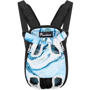 Pawaboo Pet Carrier Backpack, Adjustable Pet Front Cat Dog Carrier Backpack Travel Bag, Legs Out, Easy-Fit for Traveling Hiking Camping for  Dogs Cats Puppies, Extra Large, Blue Marble