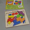 Coogam Wooden Puzzle Blocks Geometric Tangram Brain Teasers Jigsaw 3D Logic IQ Game Colorful Shape Pattern Montessori STEM Educational Toys Gift 60 Challenges for All Age