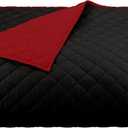 Martex Reversible Coverlet  Twin Bed Quilt  Lightweight Twin Size Bedding  Durable Quilts for Bed  Soft - Easy Care Bedding  Ebony/Red