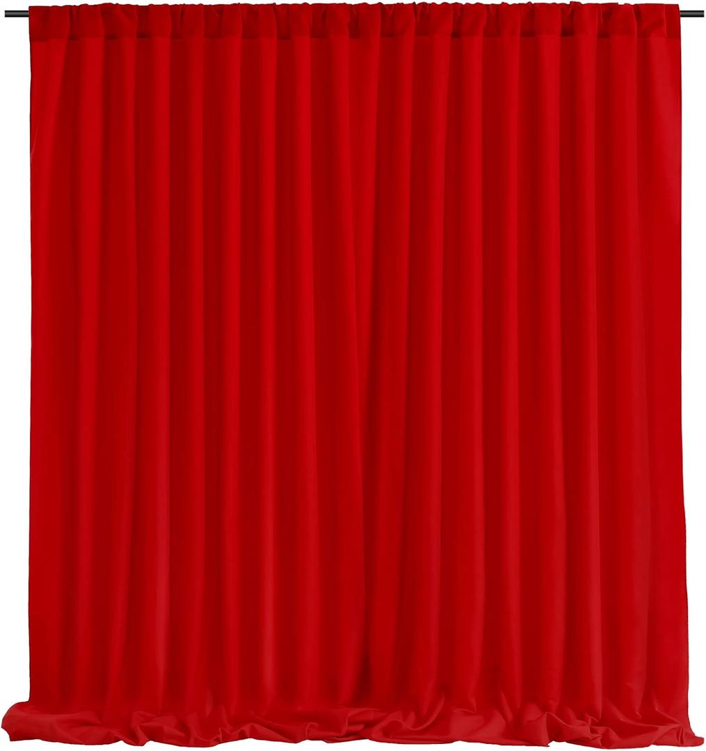 Red Backdrop Curtains 2 Panels 5ft x 10ft Polyester Photo Backdrop Drapes for Wedding Christmas Party Decorations