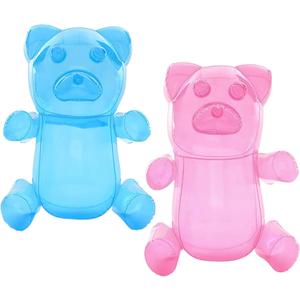 4E's Novelty 2 Inflatable 24 inch Huge Gummy Bears, Candyland Party Decorations for Girls, Birthday Party Favors, Lollipop Two Sweet Theme Birthday Party Supplies, Unique Pool Floaties Toys (Pink & Blue)