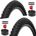2 Pack 26 inch Bike Tires - 26  1.95 inch Folding Replacement Bicycle Tires for MTB Mountain Bike with 26 inch Schrader Valve Bike Tubes, 4 Tire Levers and 2 Rim Strips