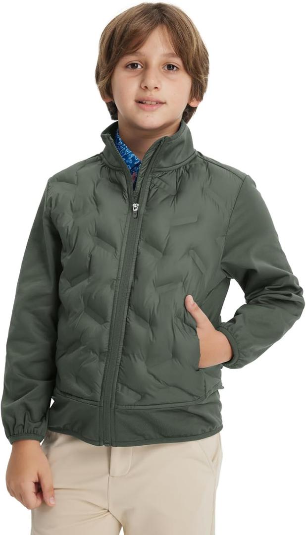 M MAELREG Boys Winter Jacket Lightweight Performance Windproof Collar Full Zip Casual Youth Puffer Jacket with Pockets (10 Years)