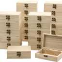 24-Pack Small Wood Box for Crafts 6"x4"x2" Unfinished Wooden Box with Lid Keepsake Box for Jewelry Storage DIY Crafts