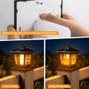 Solar Flame Post Lights Outdoor 2pack, Flickering Flame Fence Post Cap Lights IP65 Waterproof, LED Lantern with 2500K Warm White Mode, Decorative for Garden Deck Patio, Fit 4x4/5x5 Wooden/Vinyl Posts