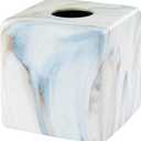 Avanti Linens - Tissue Box Cover, Resin Countertop Accessories, Guest Bathroom Essentials (Waves Collection, Blue)